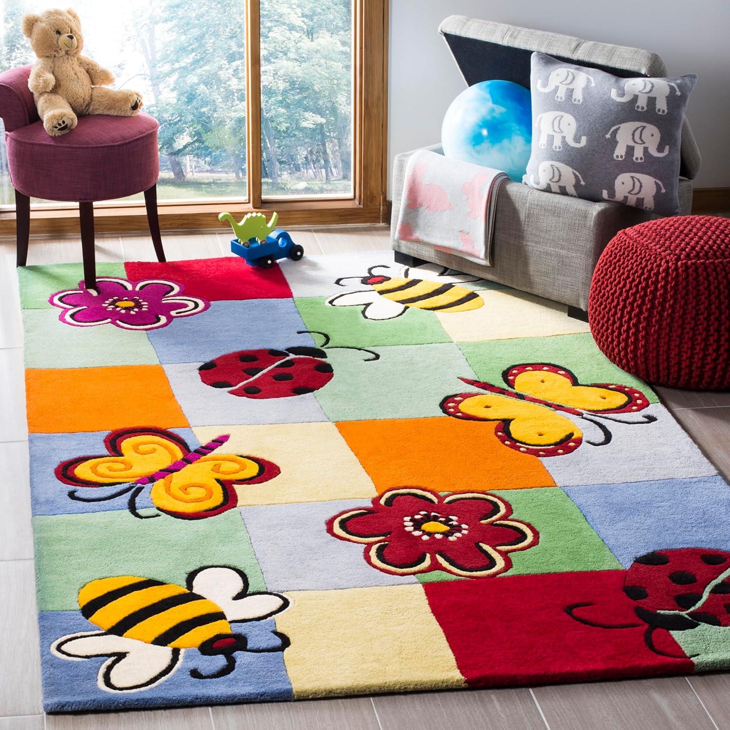 SAFAVIEH Kids Dorris Butterflies and Flowers Area Rug, Multi, 4' x 6'