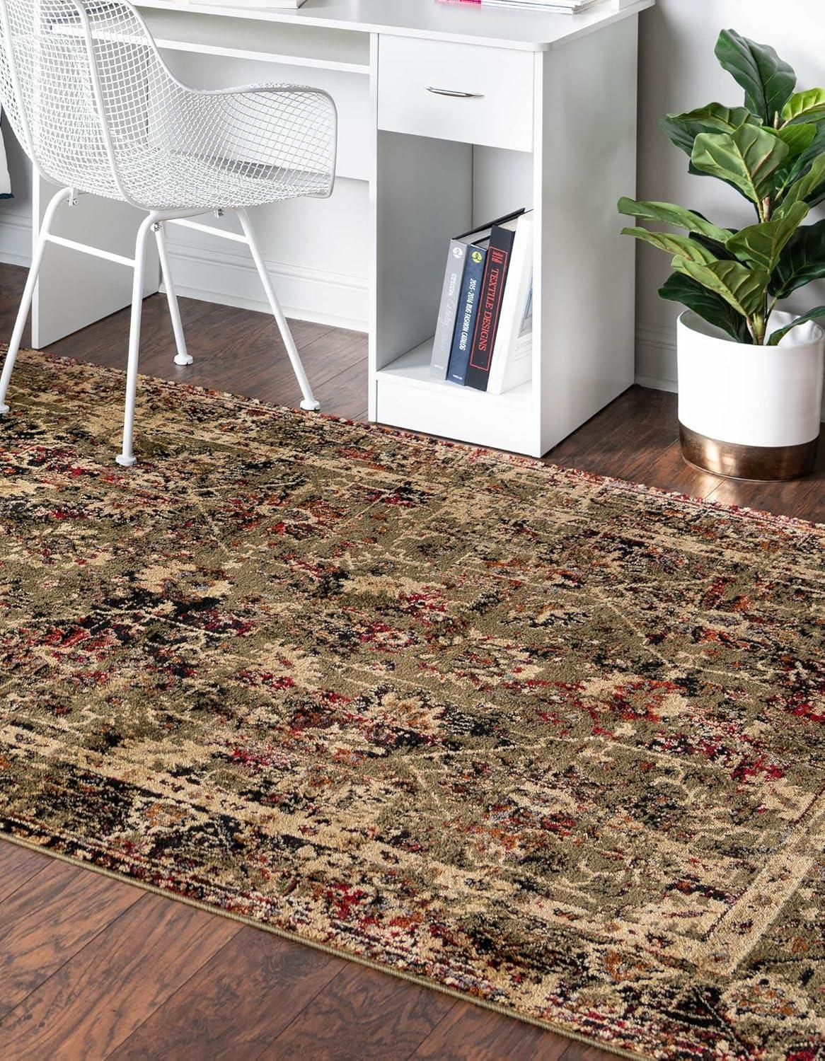 Unique Loom Saturn Collection Area Rug - Ion (9' x 12' Rectangle, Green/ Beige)