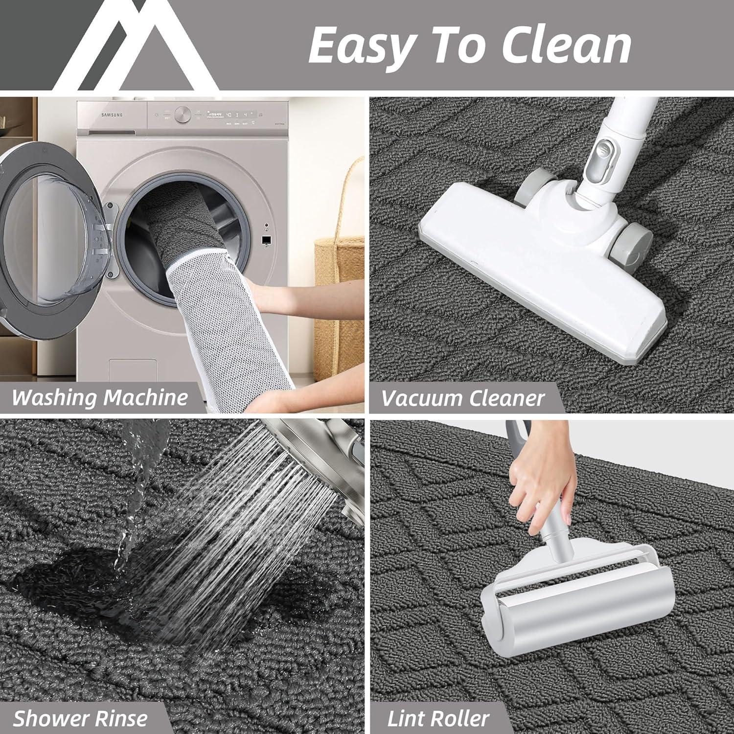 FloorHug Kitchen Rugs and Mats 2 PCS, 20"x30"+20"x48", Absorbent and Stain-Resistant Kitchen Mats Non-Slip, Kitchen Runners Machine Washable, Rugs for Kitchen, Laundry Room, Entrance, Grey