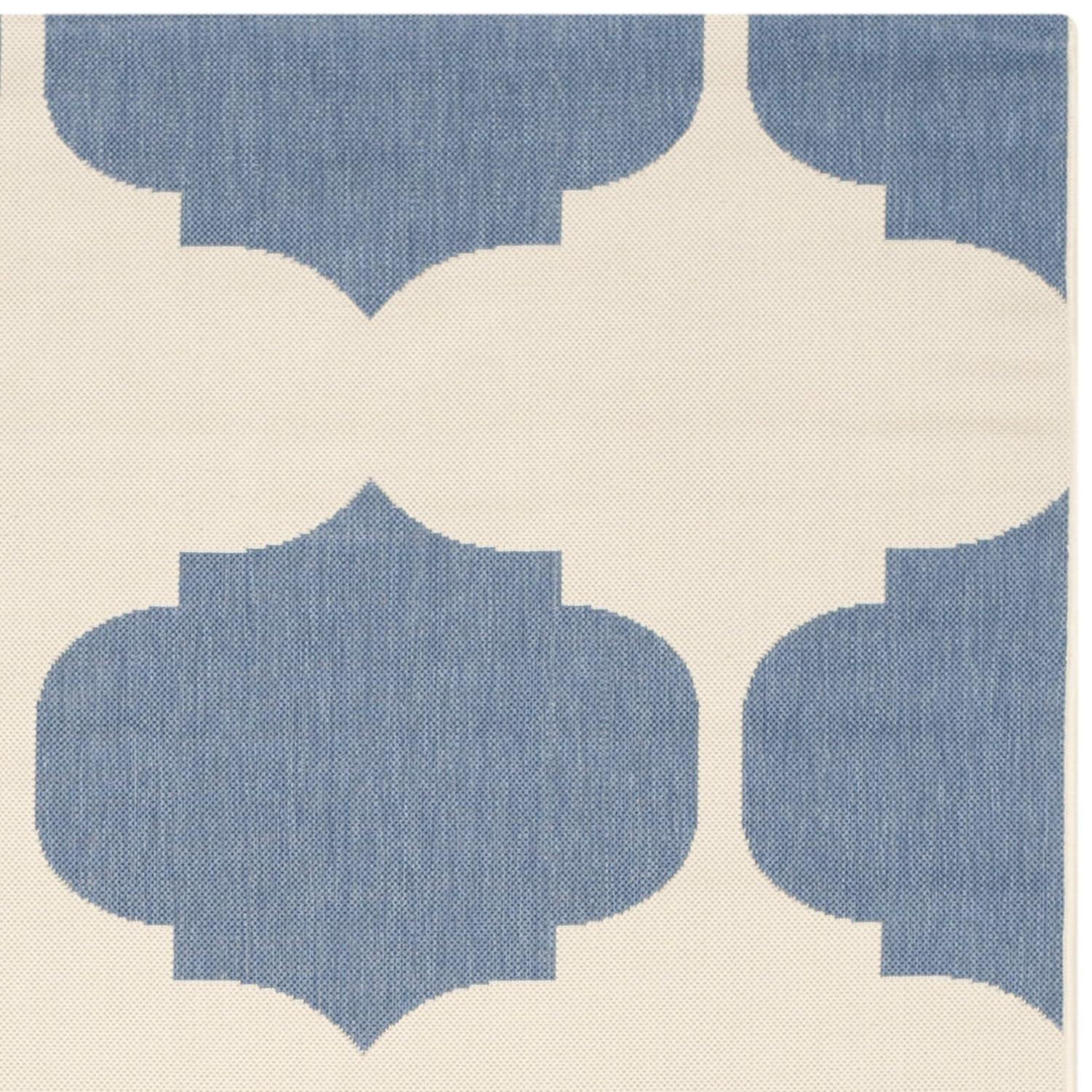 SAFAVIEH Courtyard Elwyn Geometric Indoor/Outdoor Area Rug, Beige/Blue, 9' x 12'
