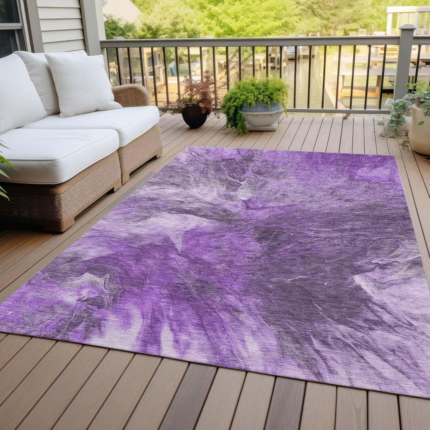 Addison Rugs Chantille Indoor/Outdoor Transitional Modern Purple Washable Rectangle Rug, 5' x 7'6"