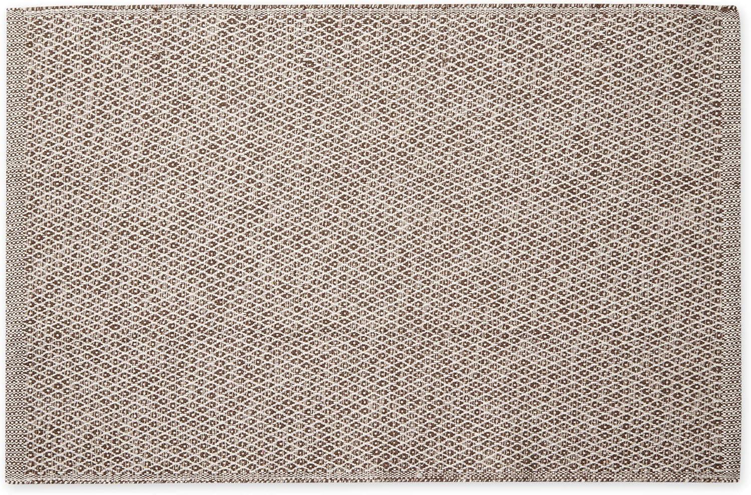 Leather Brown Diamond Handwoven Recycled Yarn Rug 2x3 Ft