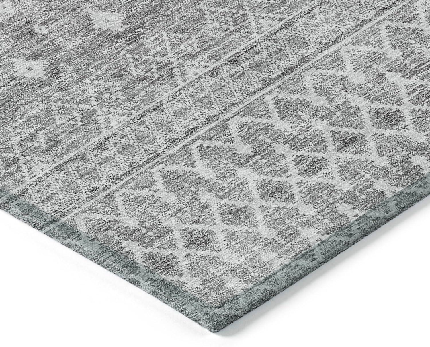 Silver Flat Woven Synthetic Indoor Outdoor Runner Rug