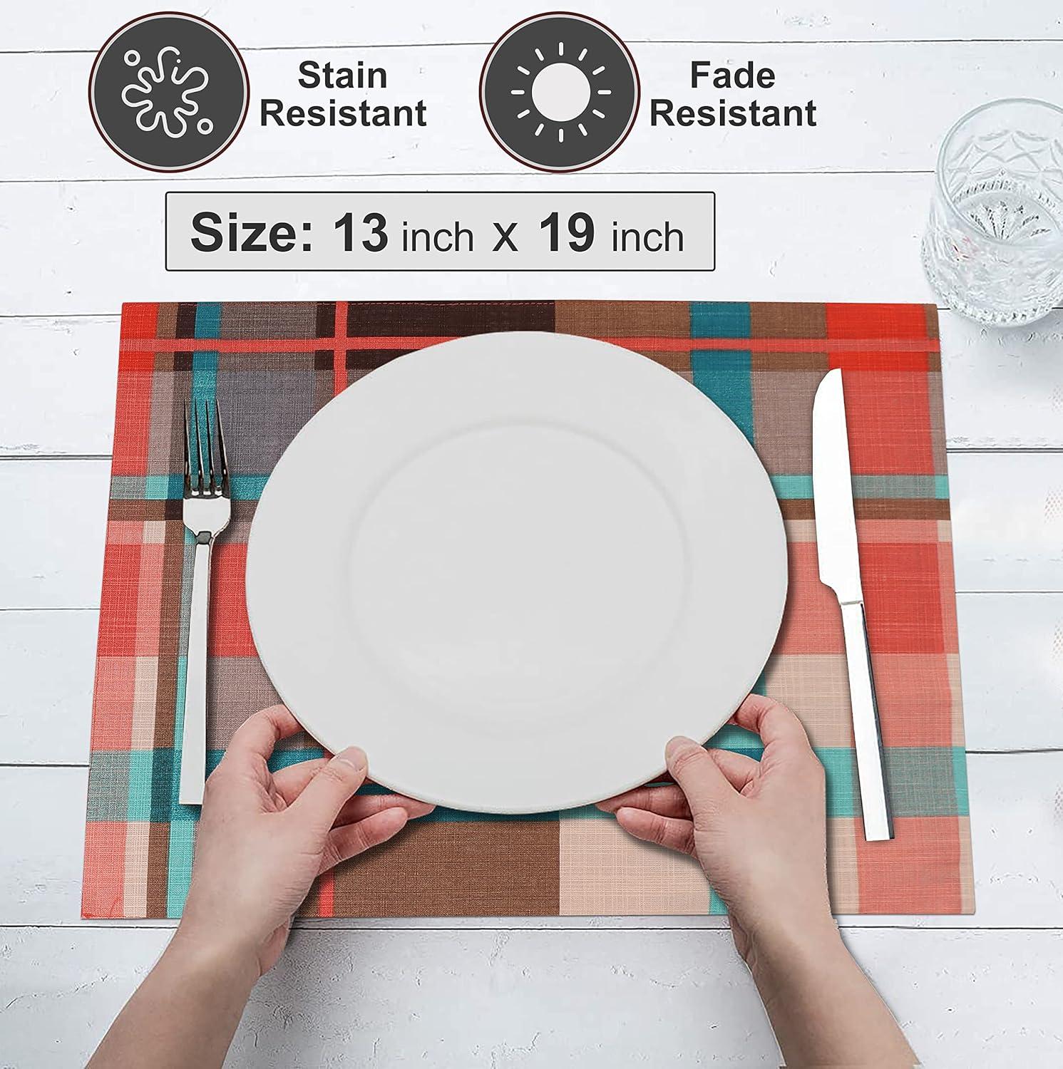 Ruvanti Placemats 100% Cotton 13x19 inch, Dining Table Placemats Set of 6, Modern Place Mats for Dining Table Décor, Kitchen & Table Linens, Coffee Mat for Christmas Dinners – Likely