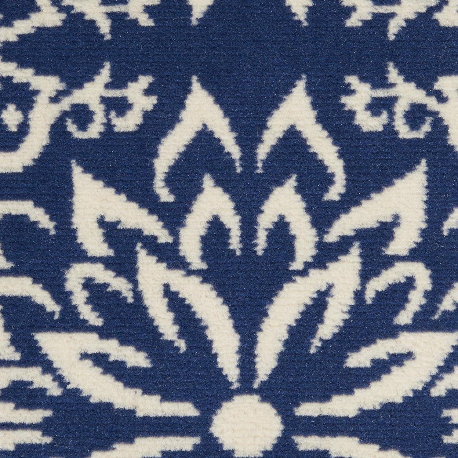 Nourison Jubilant Geometric Floral Navy/Ivory 5'3" x 7'3" Area Rug, (5' x 7')