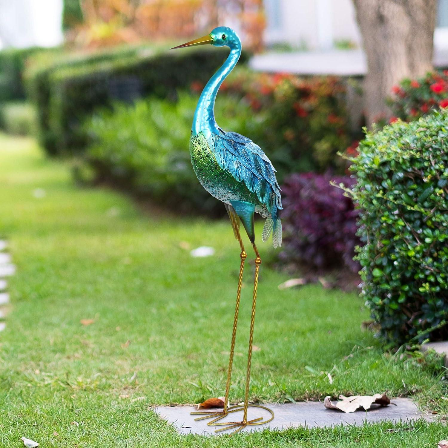 Exhart Exhart Metallic Coastal Crane Garden Statue, 14 by 38 Inches