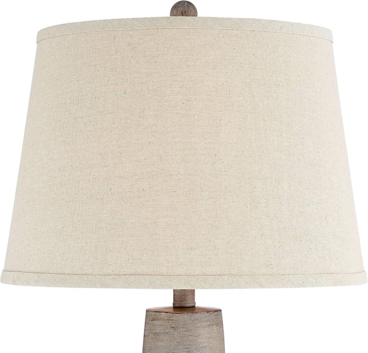 Rustic Gray Urn Table Lamps with Beige Shades, Set of 2