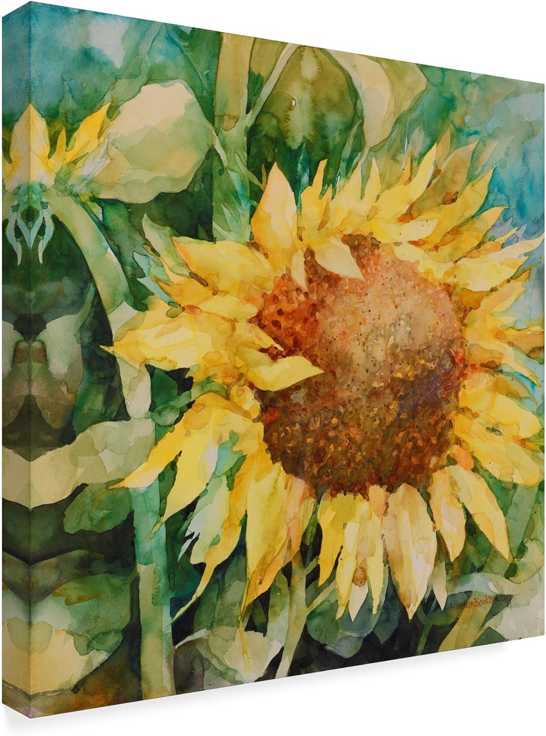 Sunflower Centered Multicolor 14" x 14" Framed Canvas Art