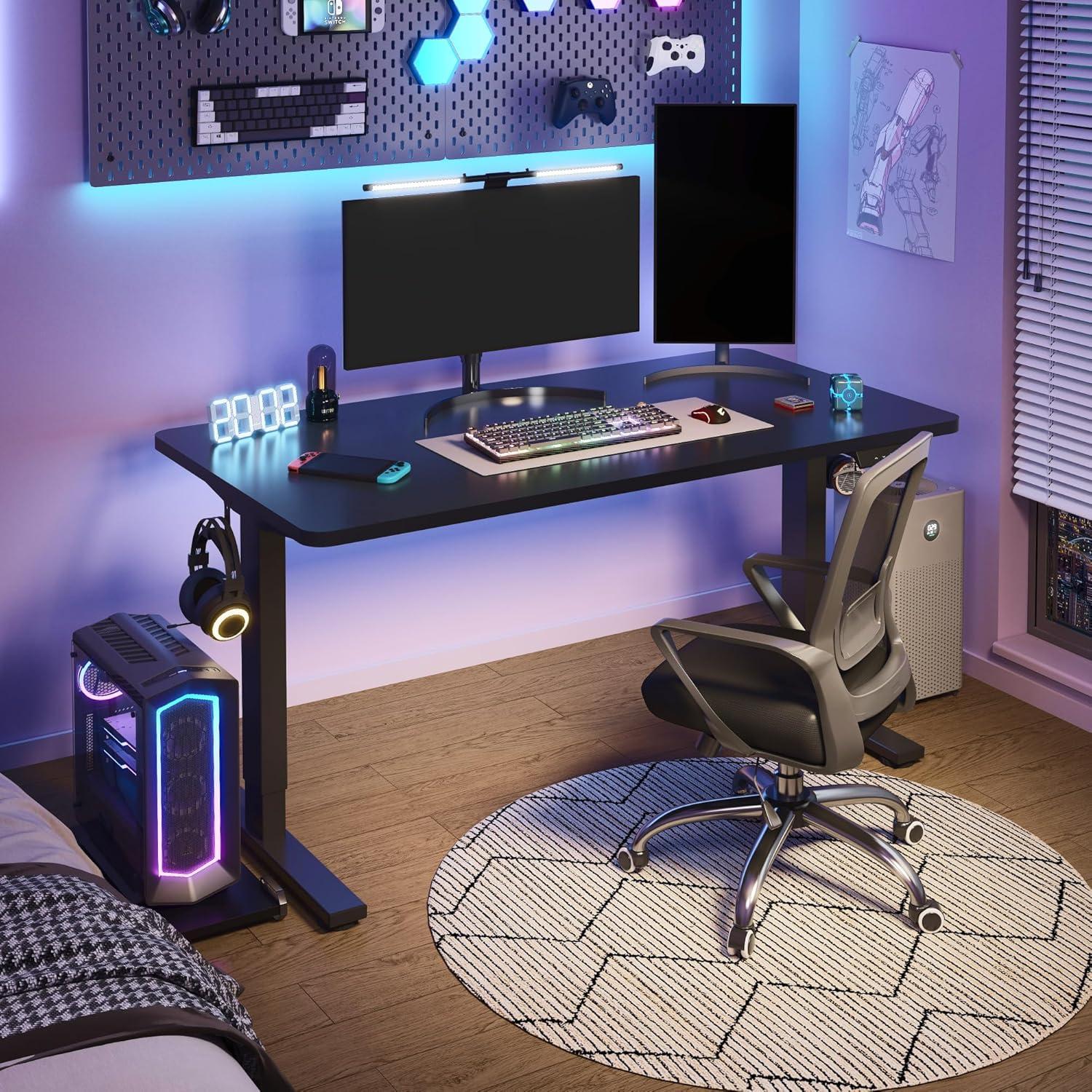 FLEXISPOT Height Adjustable Standing Desk Frame with Memory Controller, Electric Sit Stand Desk Base for Home and Office (Black Frame Only)