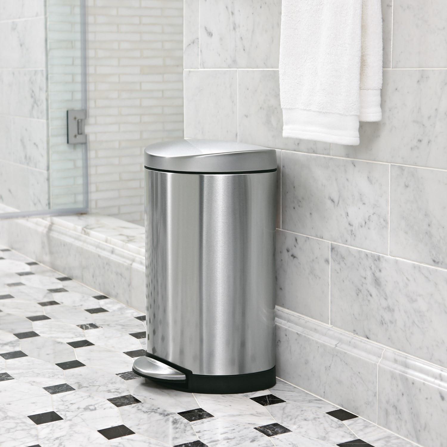 simplehuman 10L Semi-Round Step Trash Can Stainless Steel