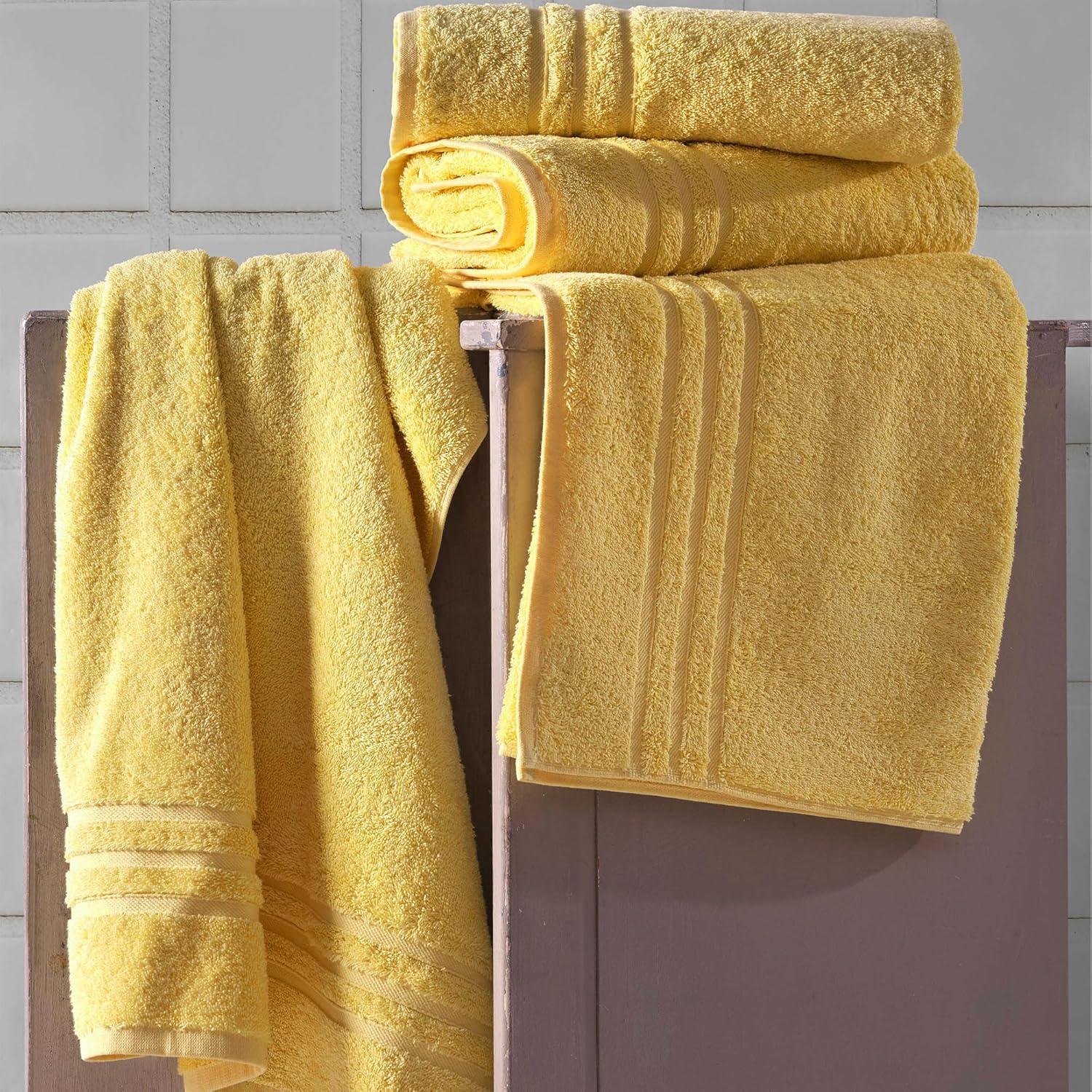 Hawmam Linen Yellow Bath Towels 4 Pack 27 x 54 Inches 100% Turkish Cotton Soft Lightweight and Highly Absorbent Quick Drying Towels