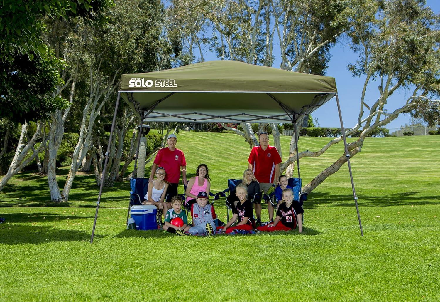 Quik Shade 167548DS SOLO90 11 x 11 ft. Slant Leg Canopy, Olive Cover - Gray Frame