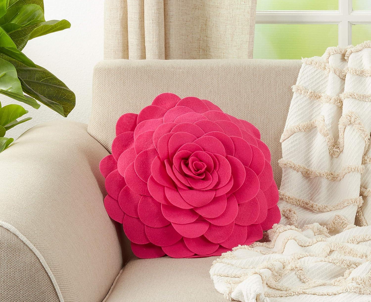 Saro Felt Collection Appliqued Felt Throw Pillow