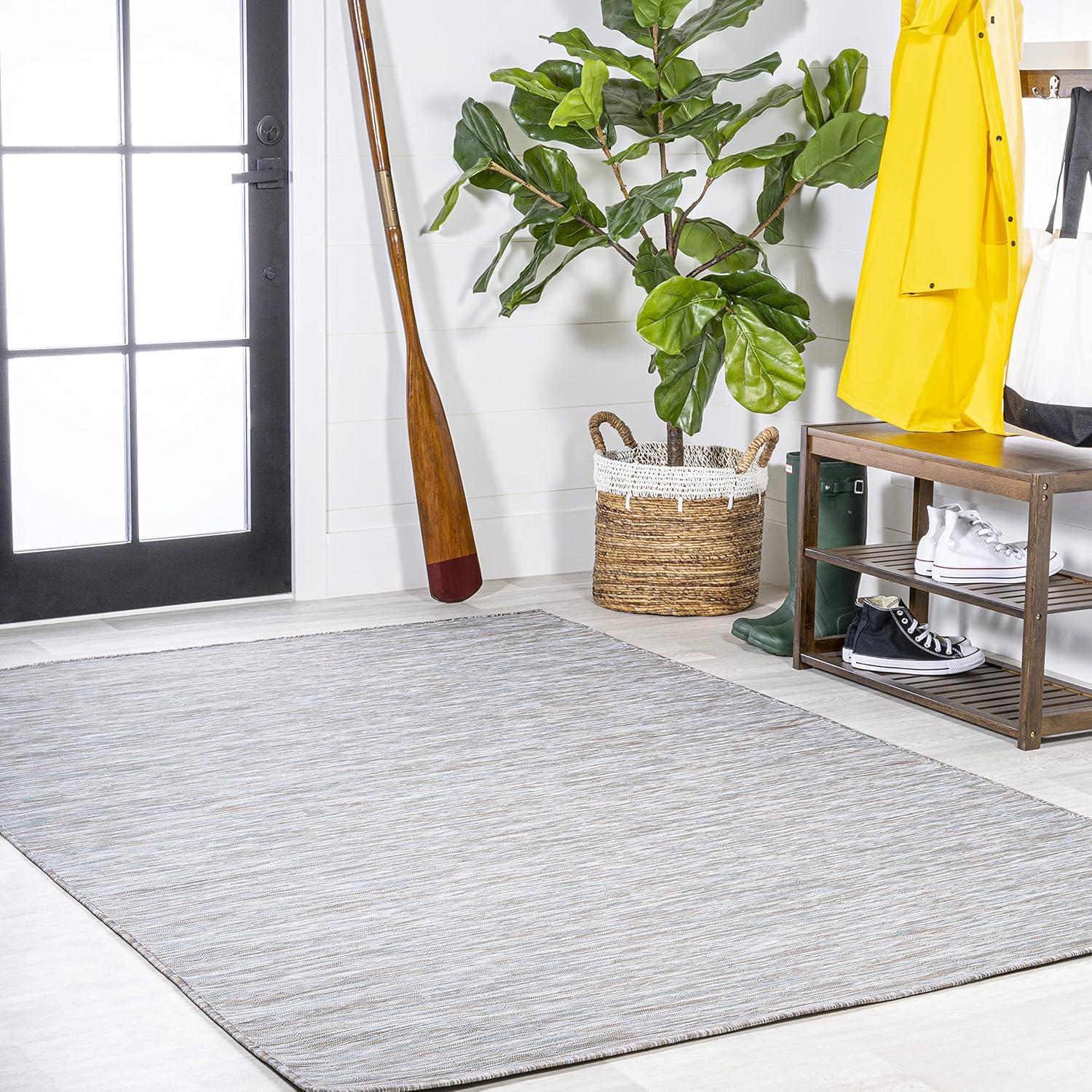 8'x10' Ethan Modern Flatweave Solid  Area Rug, Gray - JONATHAN Y