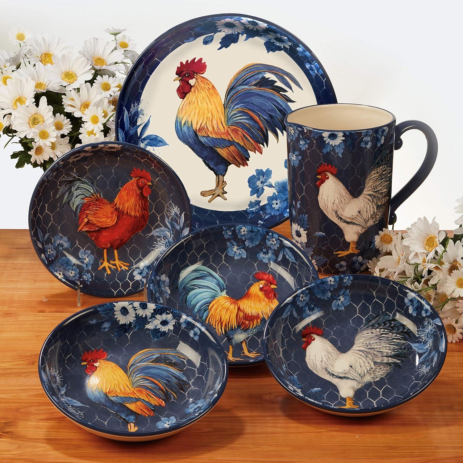 Certified International  Indigo Rooster 16-piece Dinnerware Set, Service for 4