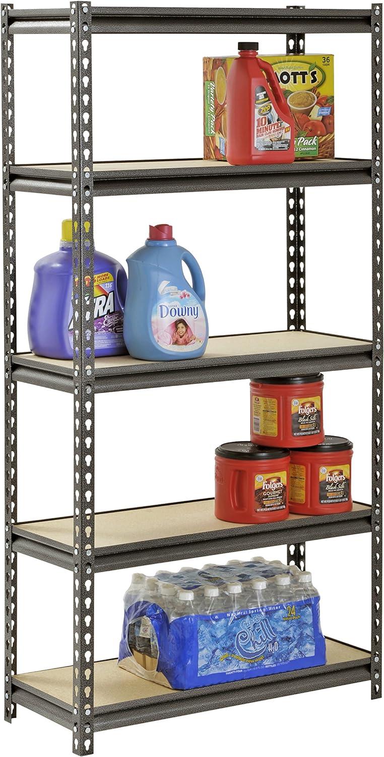 Muscle Rack 5-Shelf Steel Shelving, Silver-Vein, 12" D x 30" W x 60" H