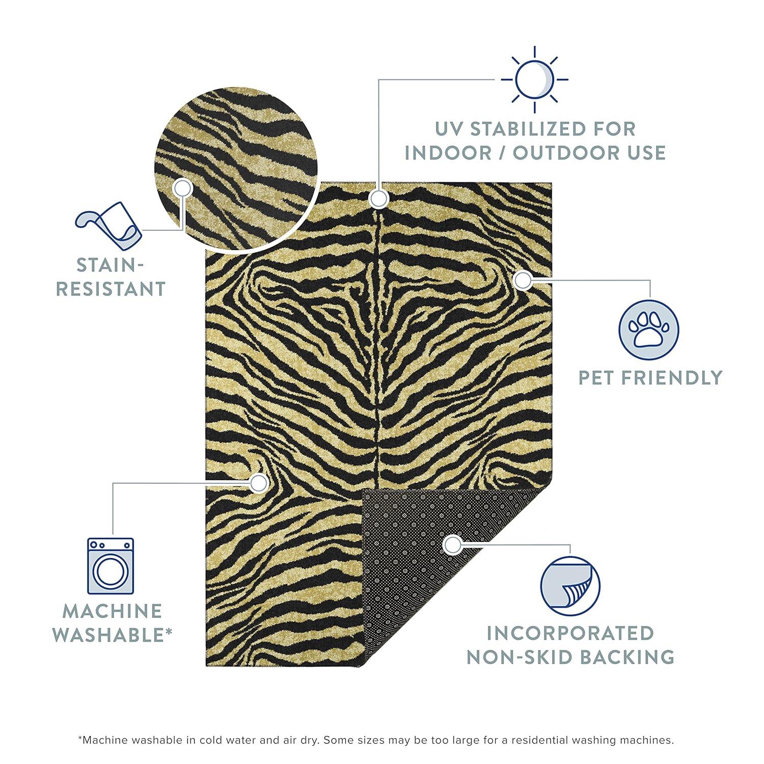 Addison Rugs Addison Indoor/ Outdoor Safari Zebra Animal Print Washable Area Rug 1'8" x 2'6" - Shadow