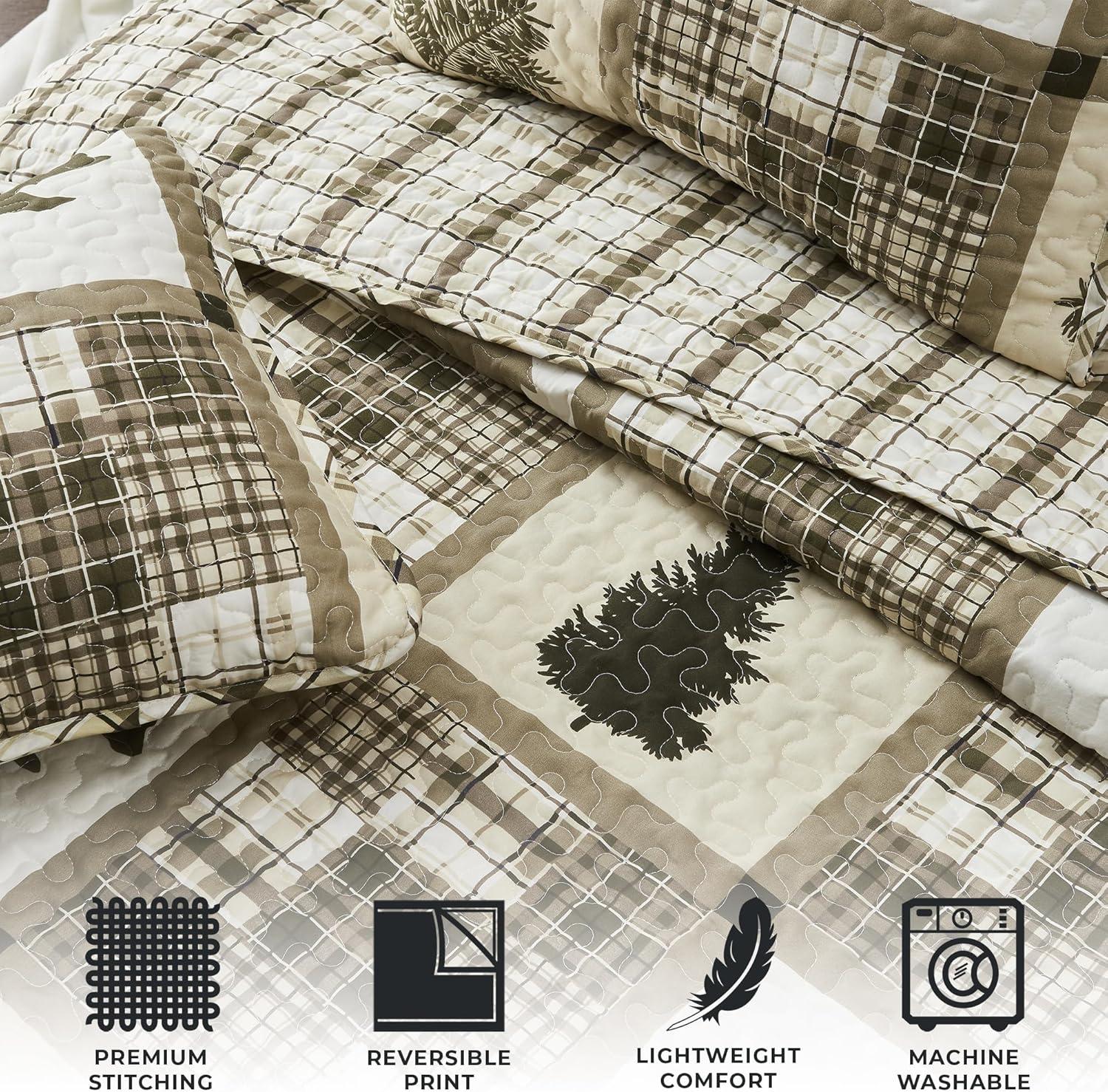 Lodge Patchwork Reversible Quilt Set with Shams