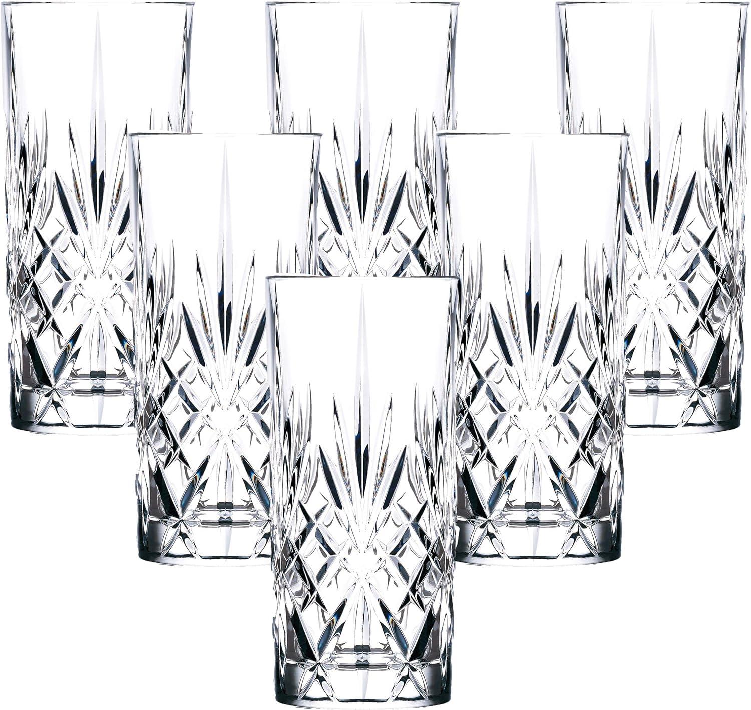 Tuscan Elegance 6-Piece Lead-Free Crystal Highball Glass Set