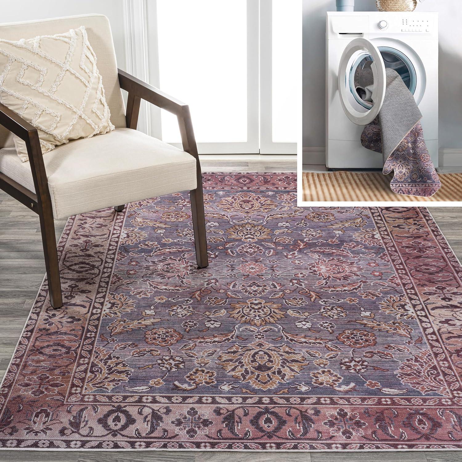 Victoria Ornate Persian All-Over Machine-Washable Area Rug - JONATHAN Y