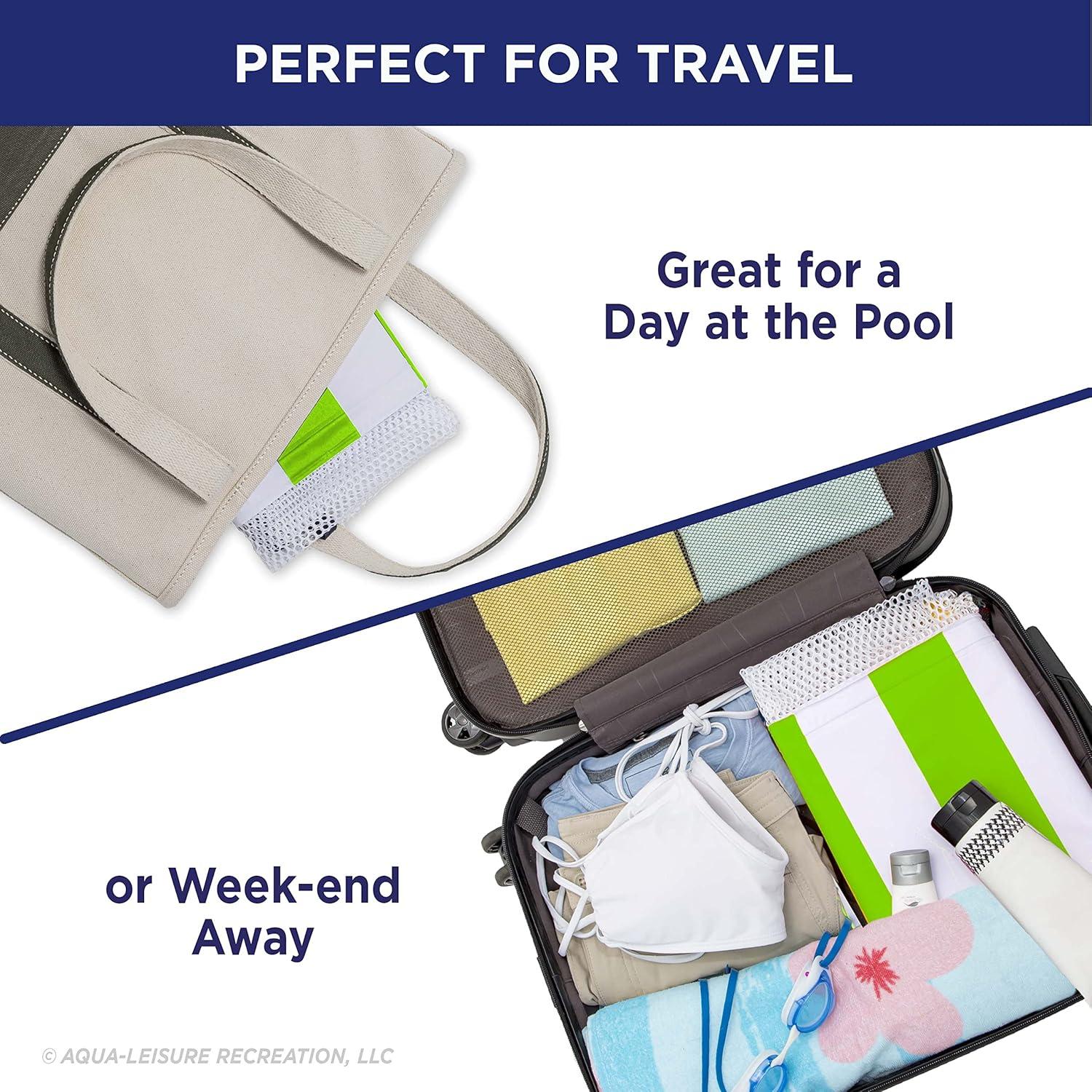 Aqua Leisure Monterey Water Inflatable 4-in-1 Versatile Design Pool Hammock Floating Lounger Chair, Lime Green and White Stripes