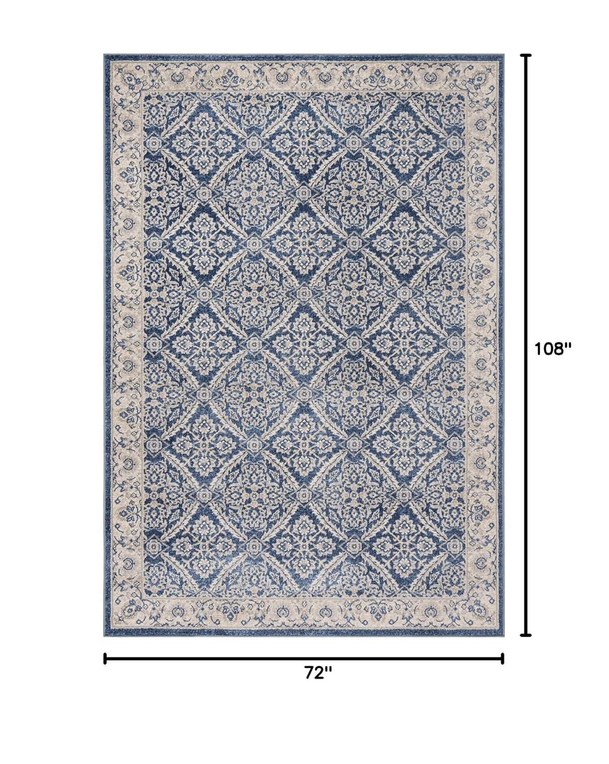 Brentwood BNT863 Power Loomed Indoor Area Rug - Navy/Creme - 6'x9' - Safavieh