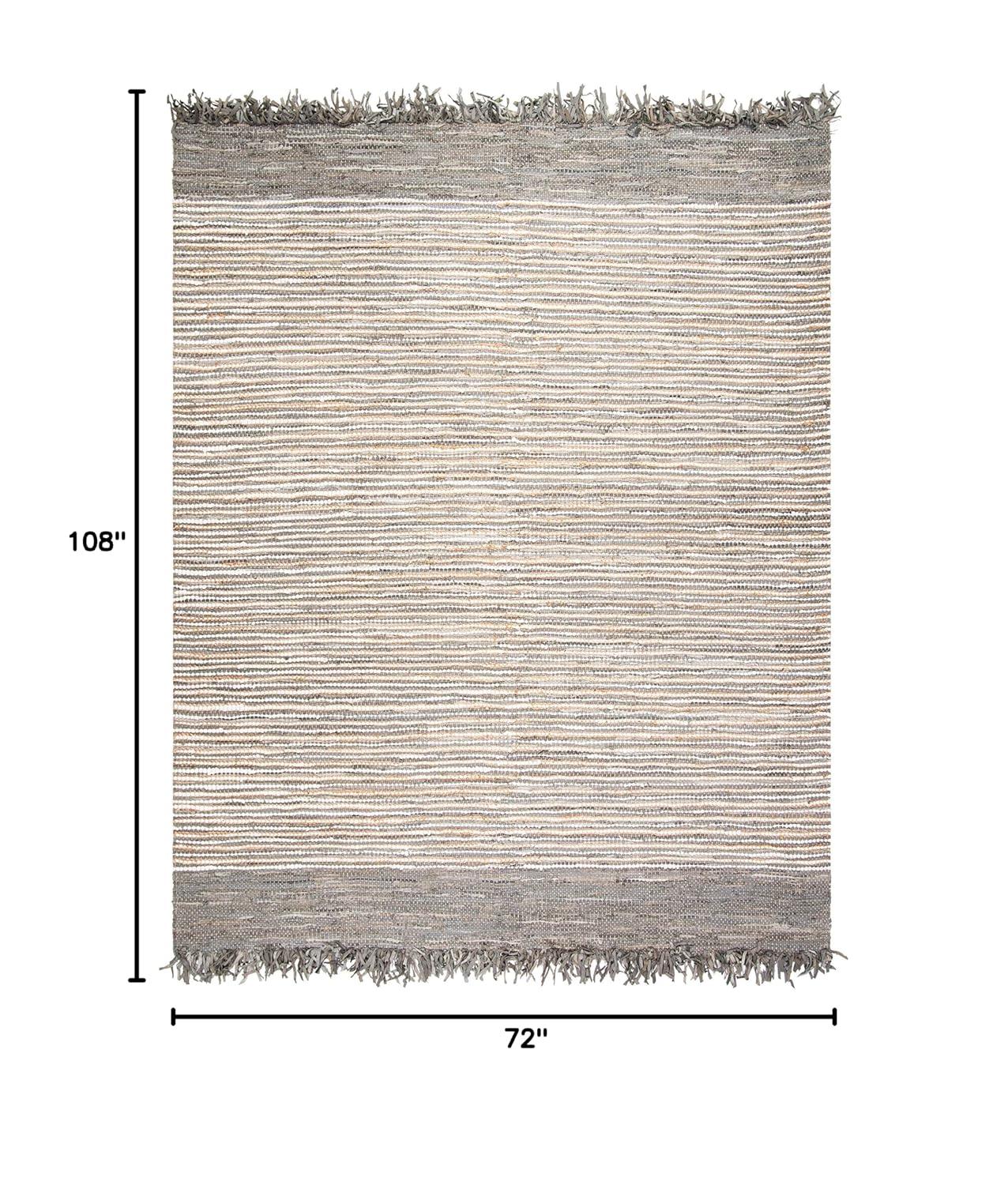 Vintage Leather VTL373 Hand Woven Indoor Area Rug - Grey/Multi - 6'x9' - Safavieh.