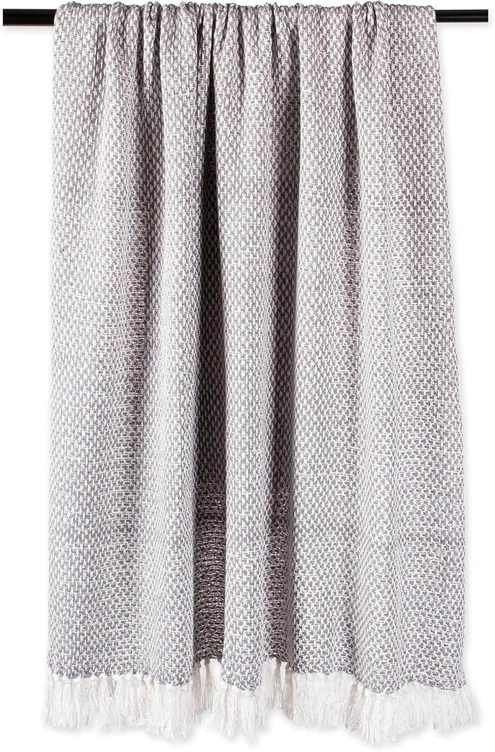 Gray Cotton Sherpa Decorative Throw Blanket, 12" x 10.5"