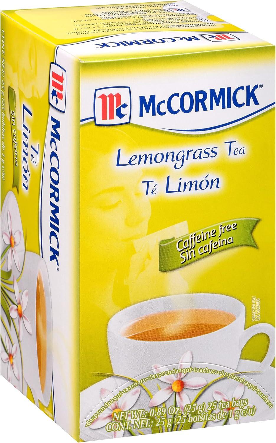 McCormick No Artificial Flavors Caffeine Free Lemongrass Tea 25 Count Box, 0.89 oz Box