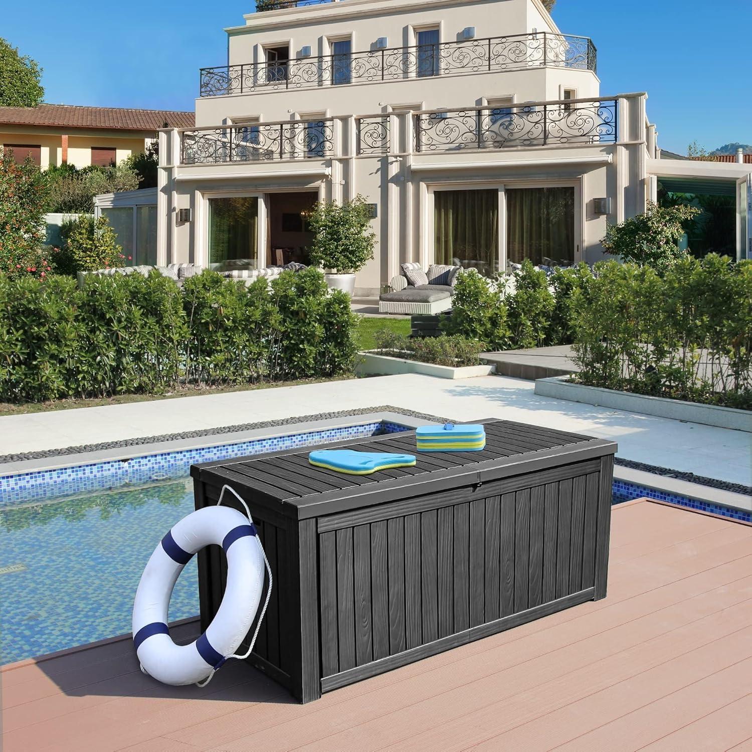 Black 150 Gallon Lockable Plastic Deck Box