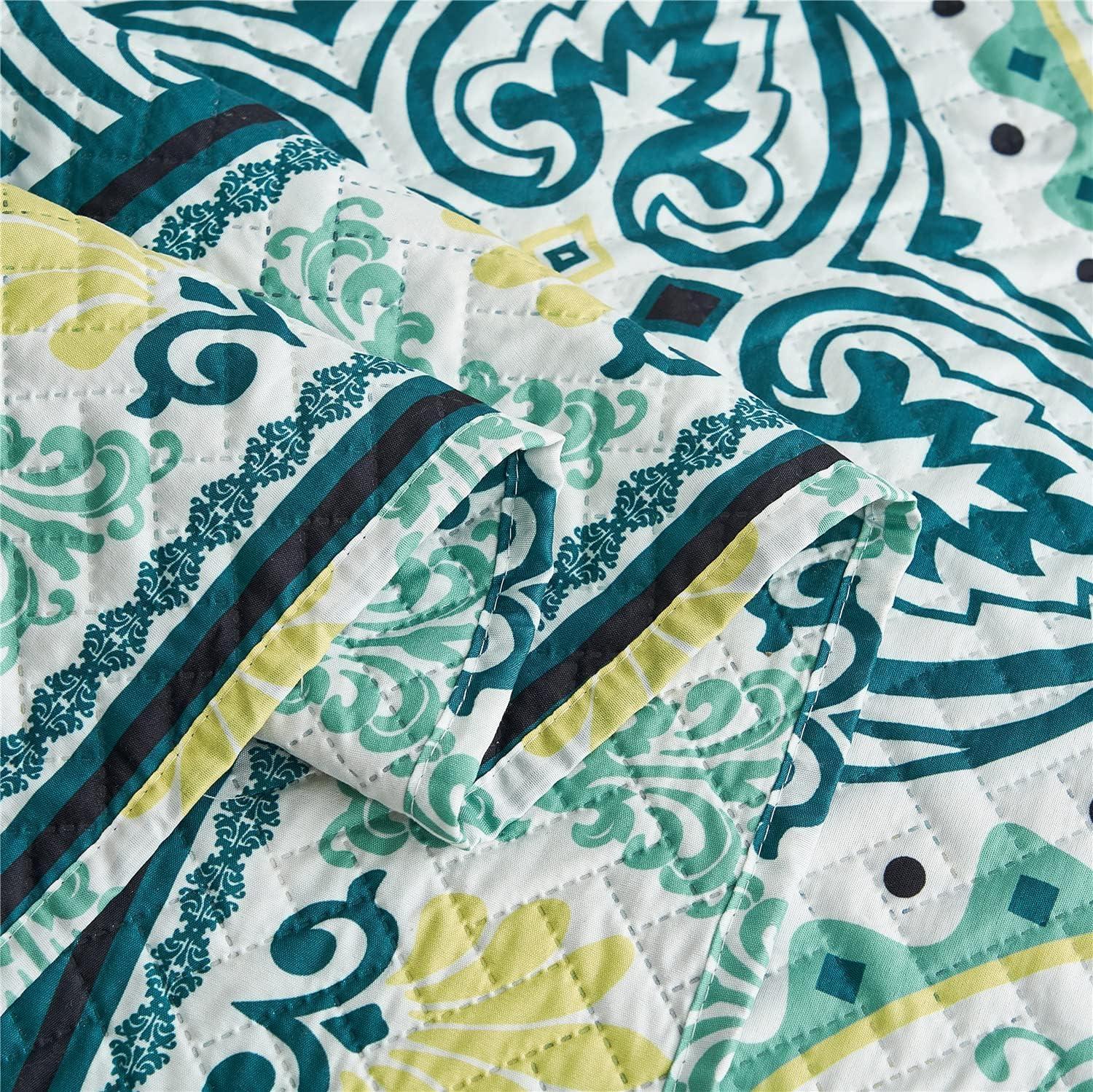 Quilt King Bedding Set (92"x 104"), 3 Piece King Size Quilt with 2 Pillow Shams, Reversible Floral Queen Bedspreads Spring Decor Summer Quilt King Size Bed Covers Coverlet for All Seasons