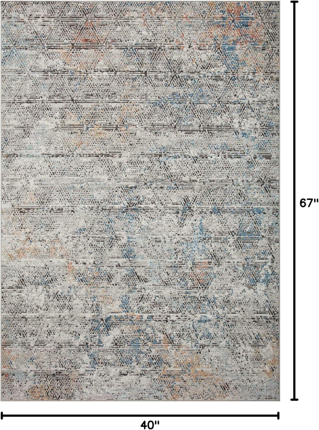 Gray and Multicolor Stain-Resistant Wool Accent Rug