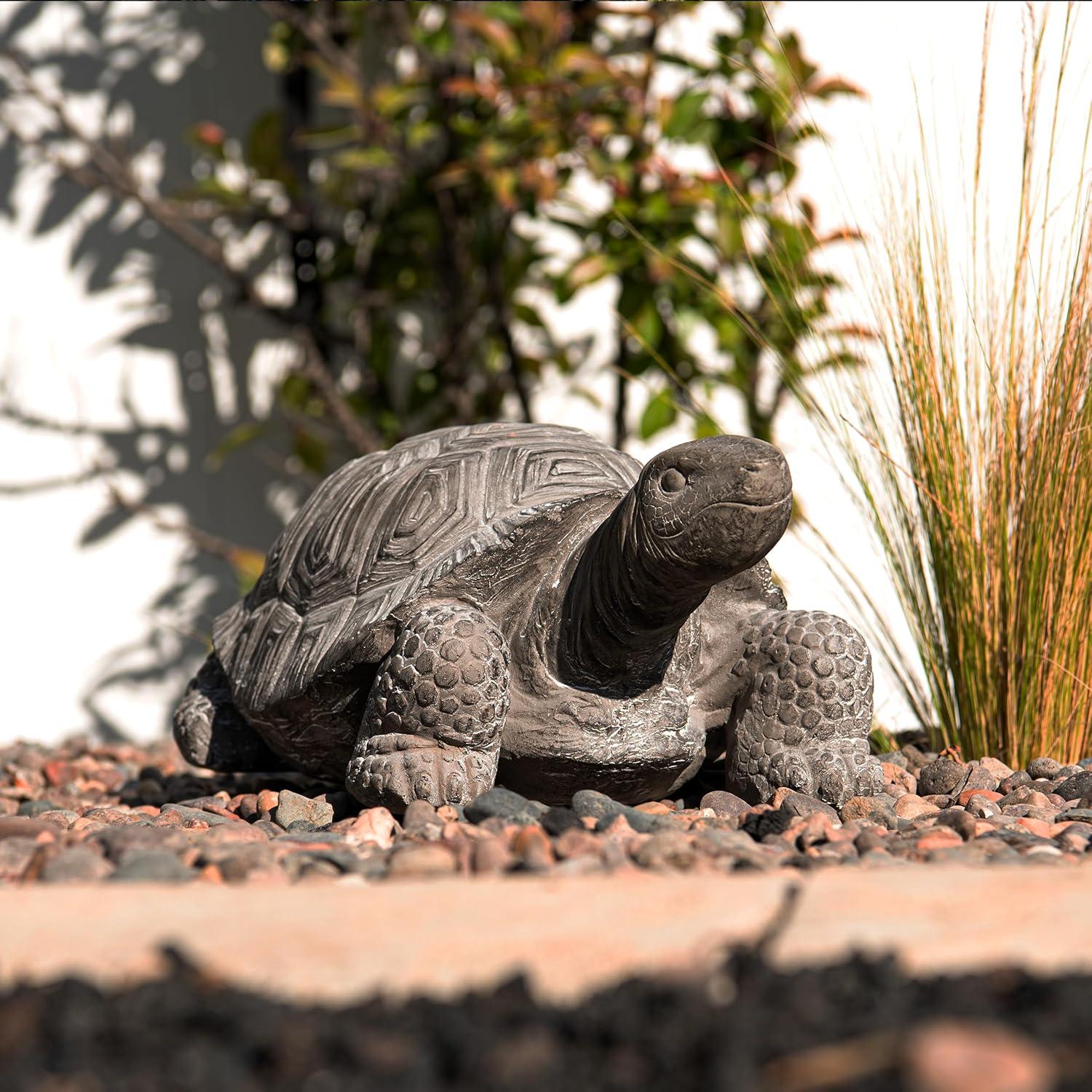 16.1" Grey Polystone Walking Turtle Statue for Indoor Outdoor Decor