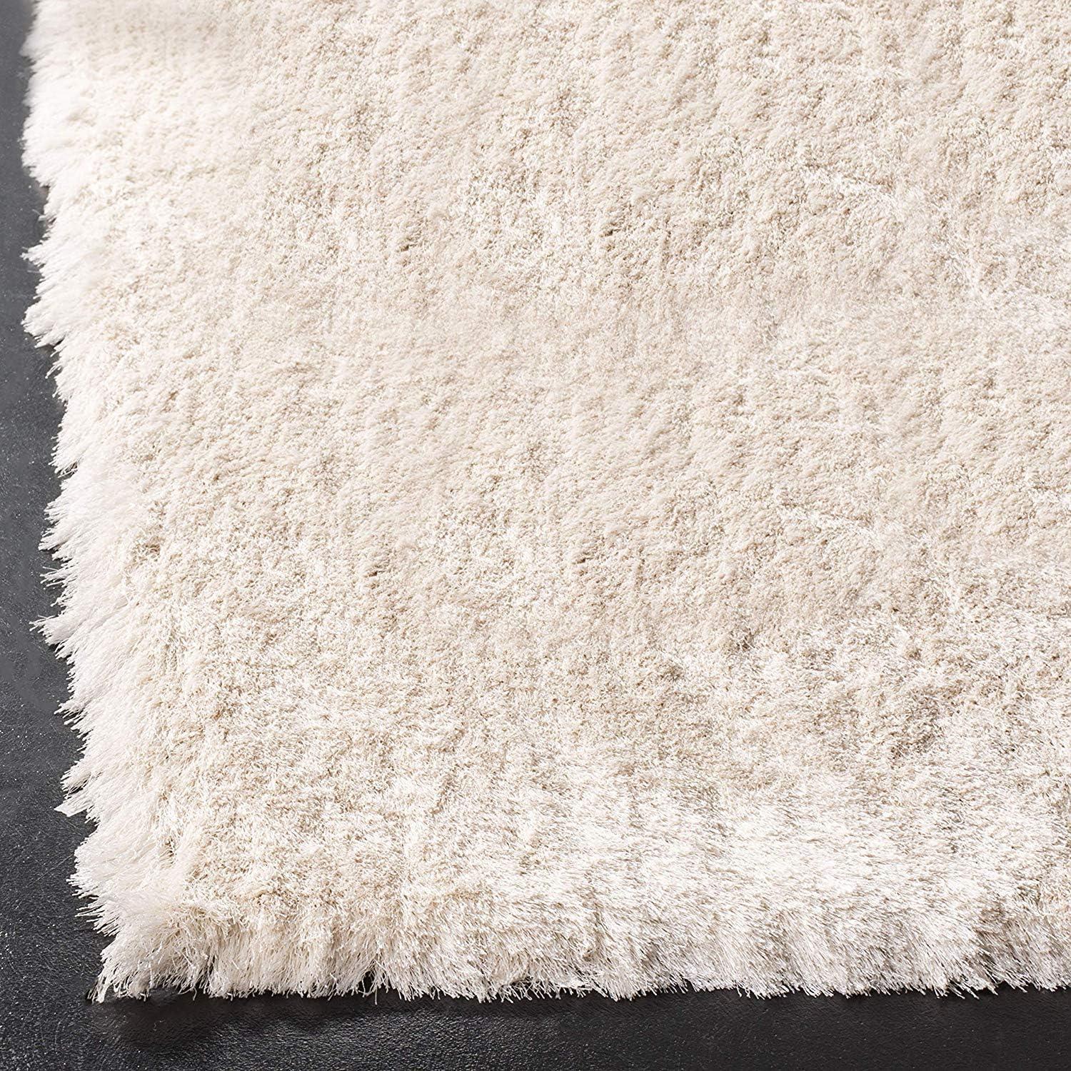 Ivory Elegance Hand-Tufted Wool Blend Shag Rug - 2' x 3'