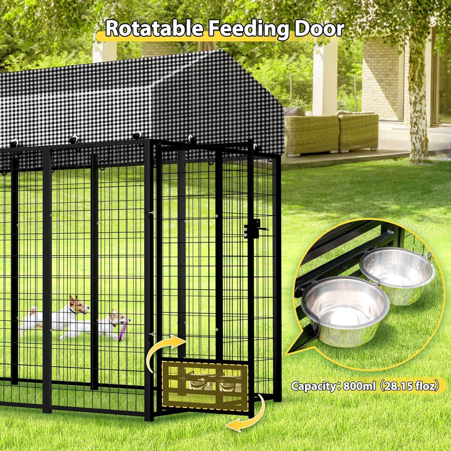 Zimtown Outdoor Dog Kennel Heavy Duty Dog Cage with Cover 8' x 4' x 6'