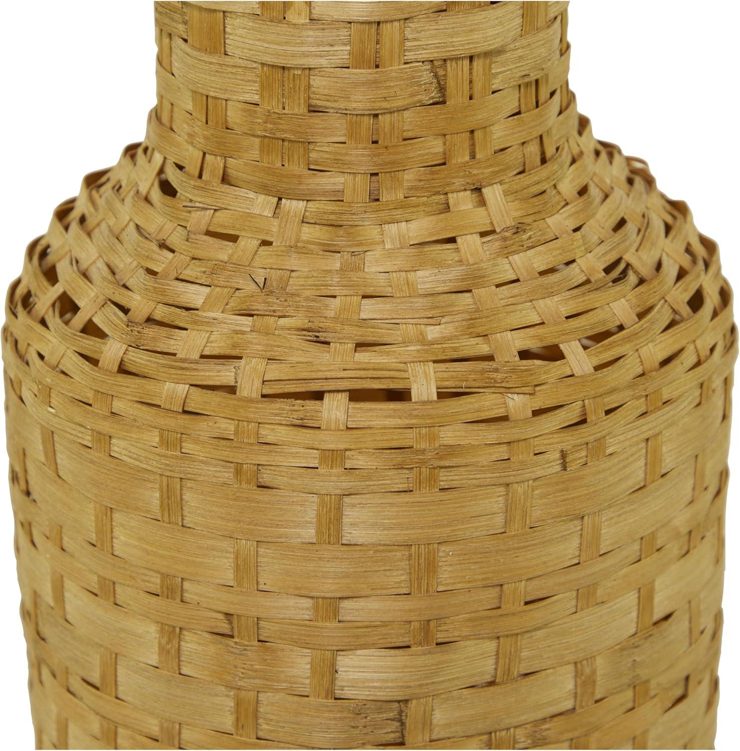 Tall Brown Woven Bamboo Floor Vase