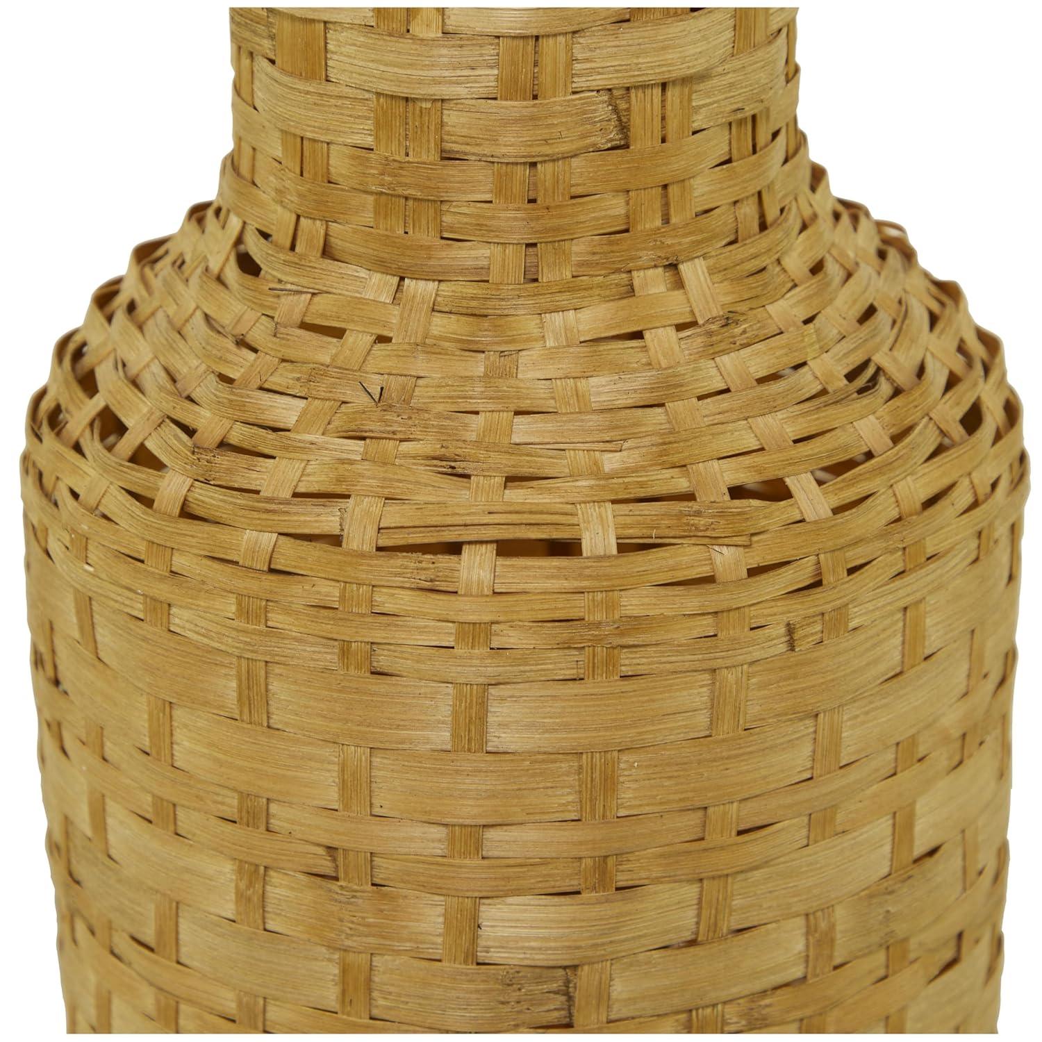 Tall Brown Woven Bamboo Floor Vase