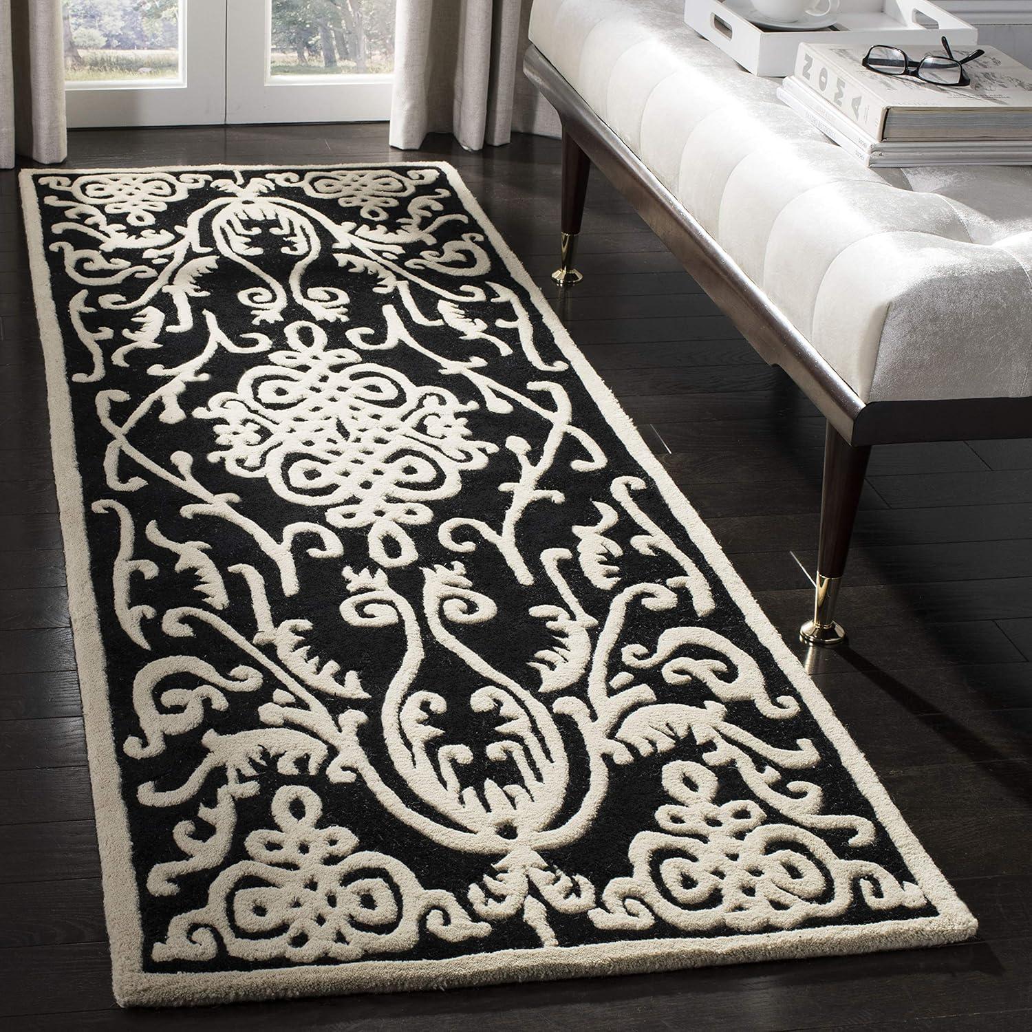 Soho SOH120 Hand Tufted Area Rug - Black/Ivory - 5'x8' - Safavieh.