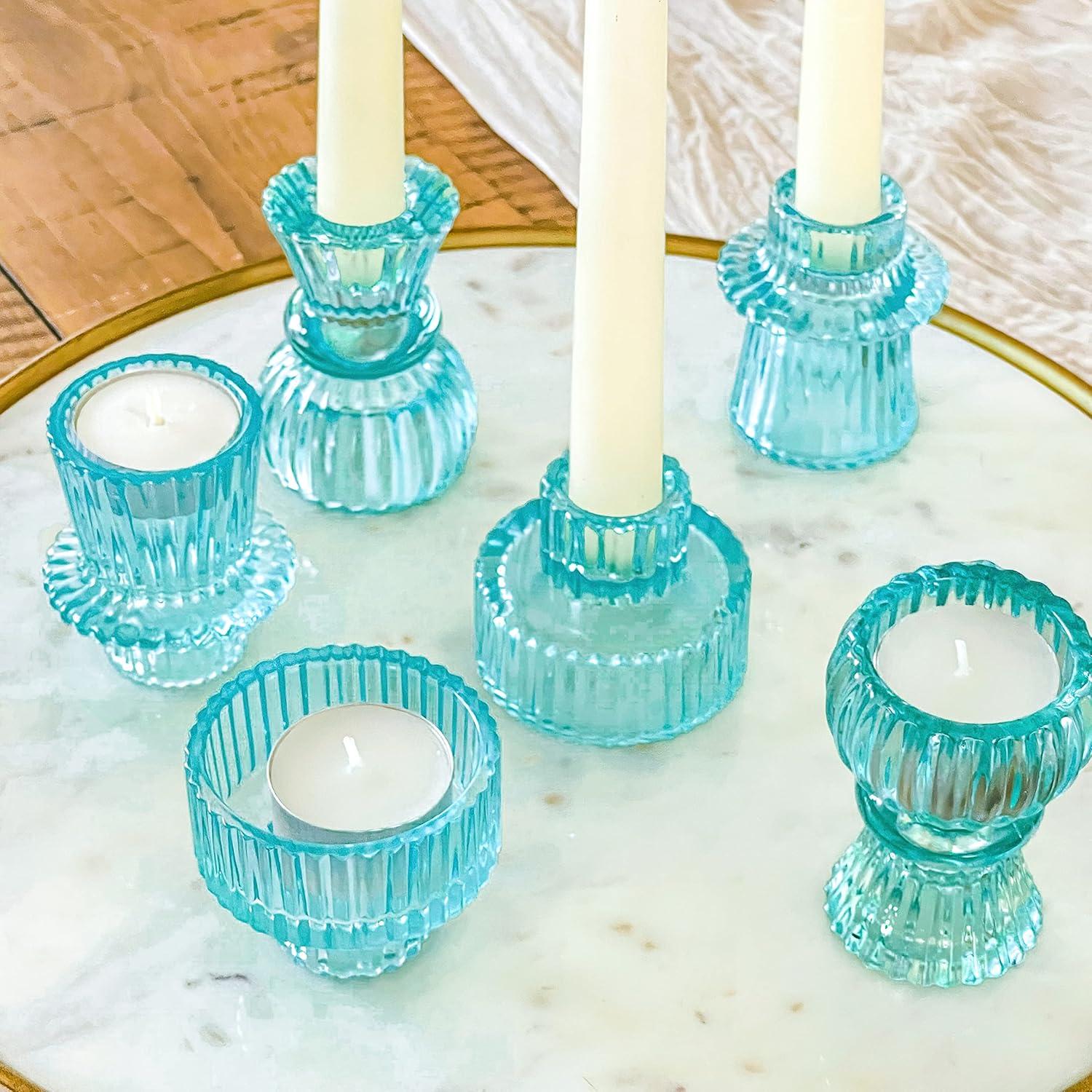 Kate Aspen Dual Sided Ribbed Candlestick/Tealight Holders- Set of 6