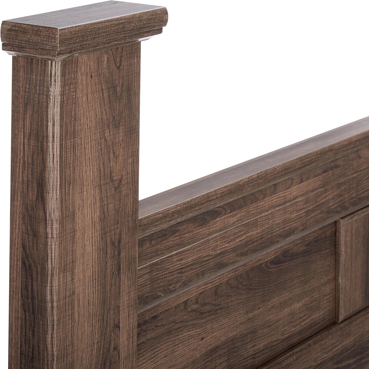 Brown Wood California King Poster Bed with Drawers