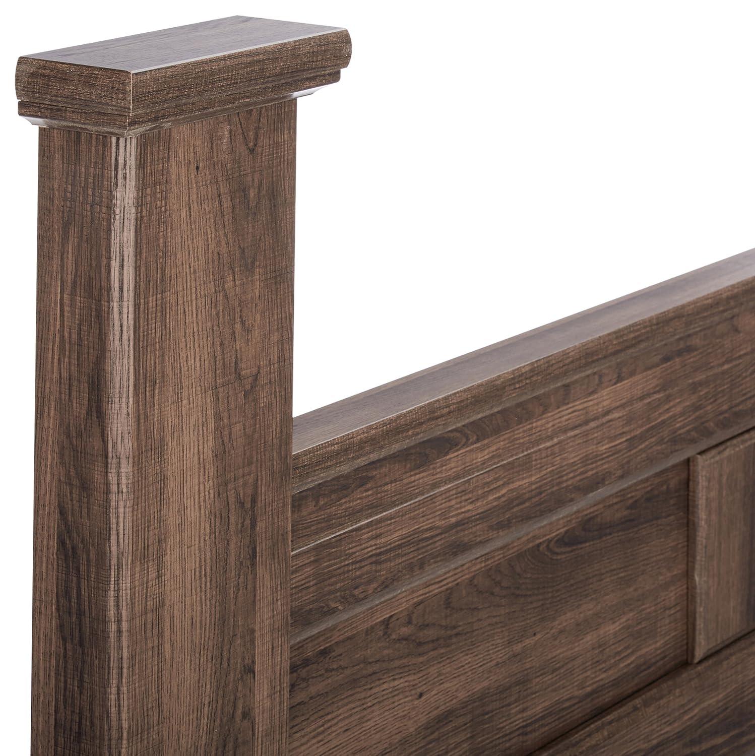 Brown Wood California King Poster Bed with Drawers