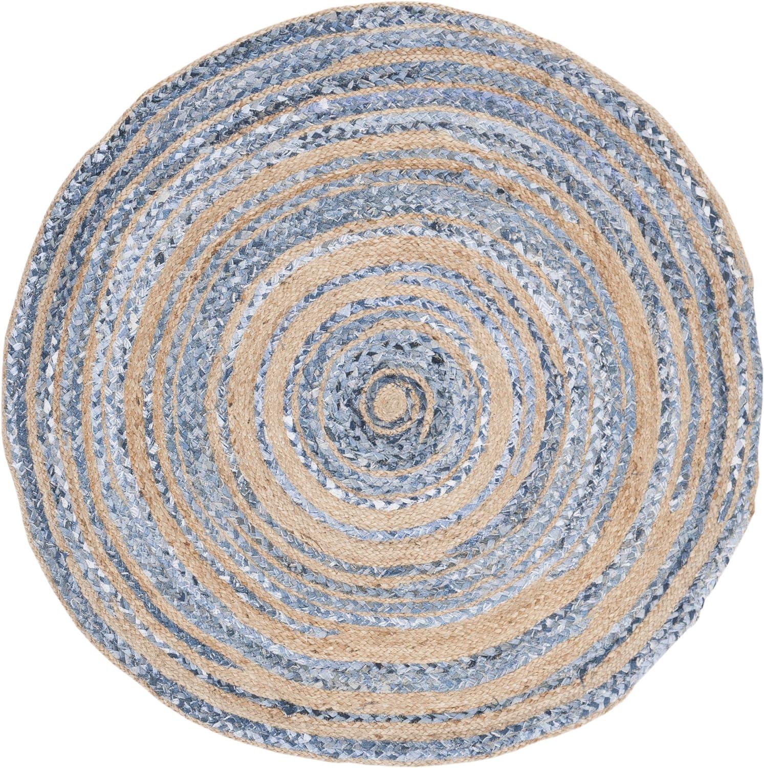 Bohemian Bliss Hand-Knotted Cotton Rug in Blue - 3' Round