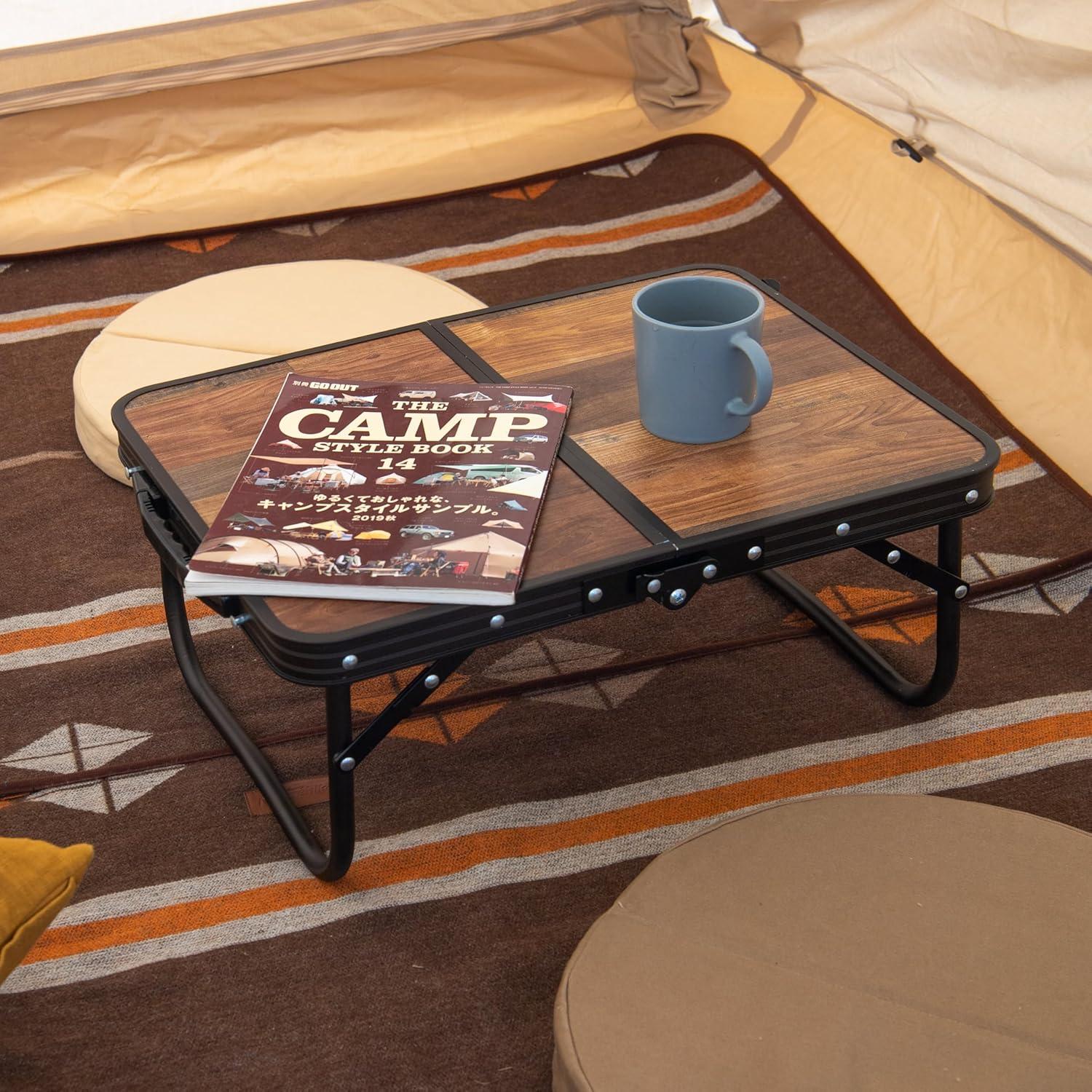 Retro Folding Outdoor Coffee Table with Adjustable Legs