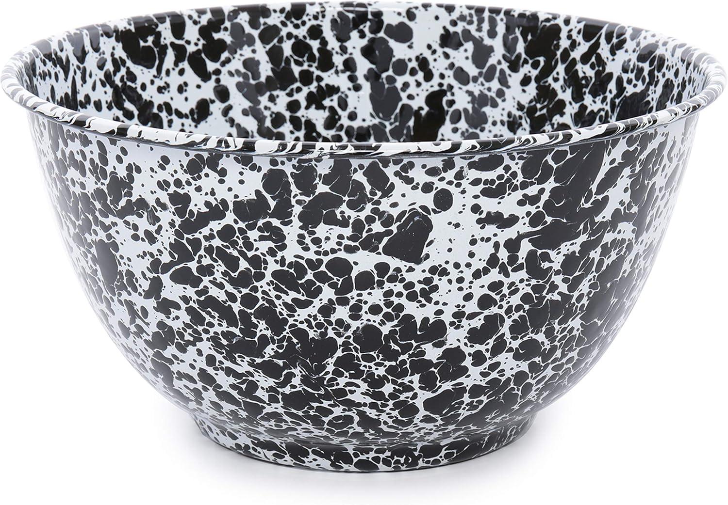 Black and White Splatter Ceramic Salad and Pasta Bowl