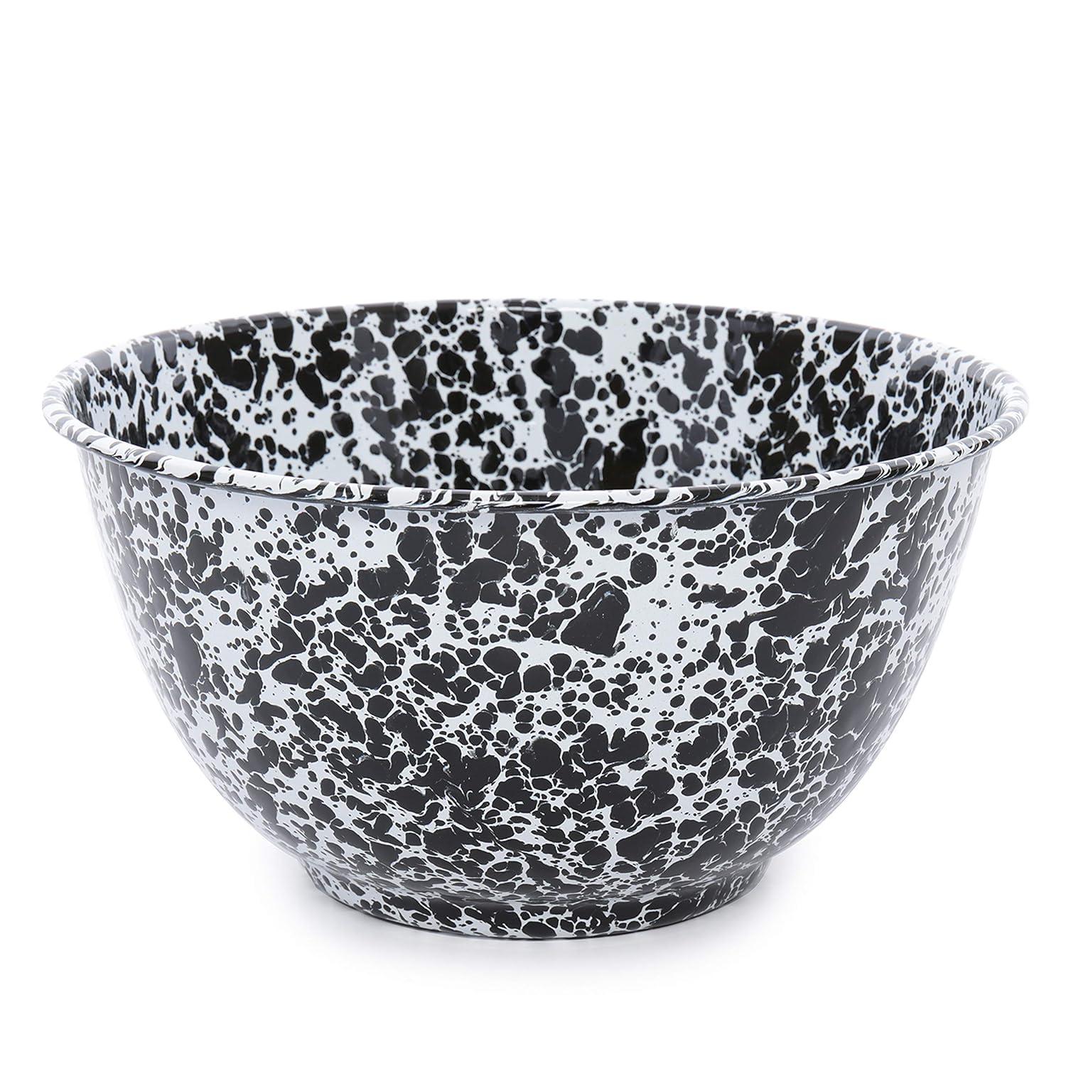 Black and White Splatter Ceramic Salad and Pasta Bowl