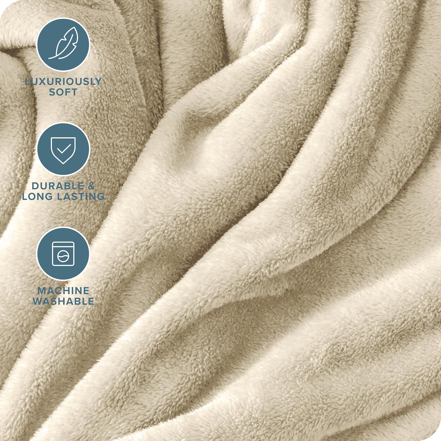 Oyster Microplush Full/Queen Fleece Blanket by Bare Home