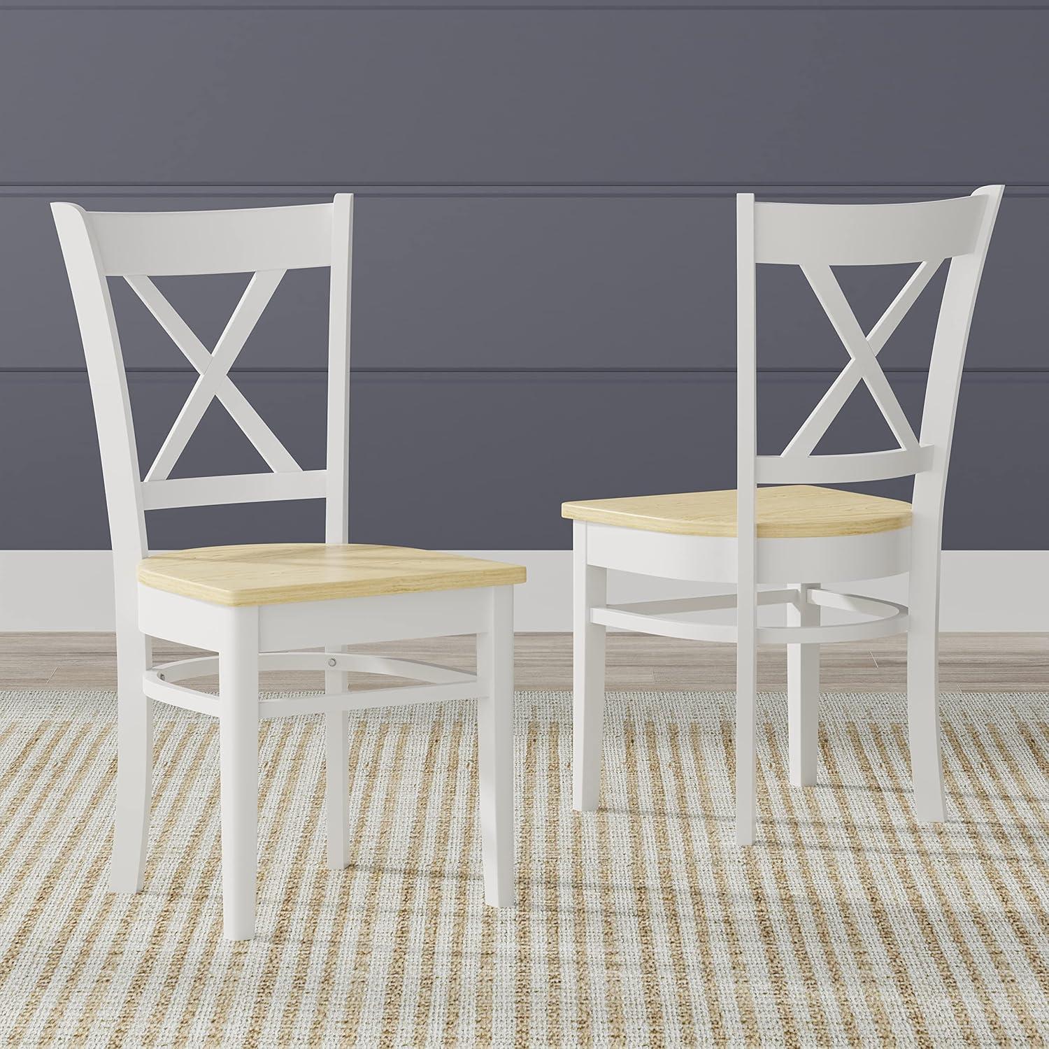 Glenwillow Home Cross Back Solid Wood Dining Chairs in White (Set of 2)
