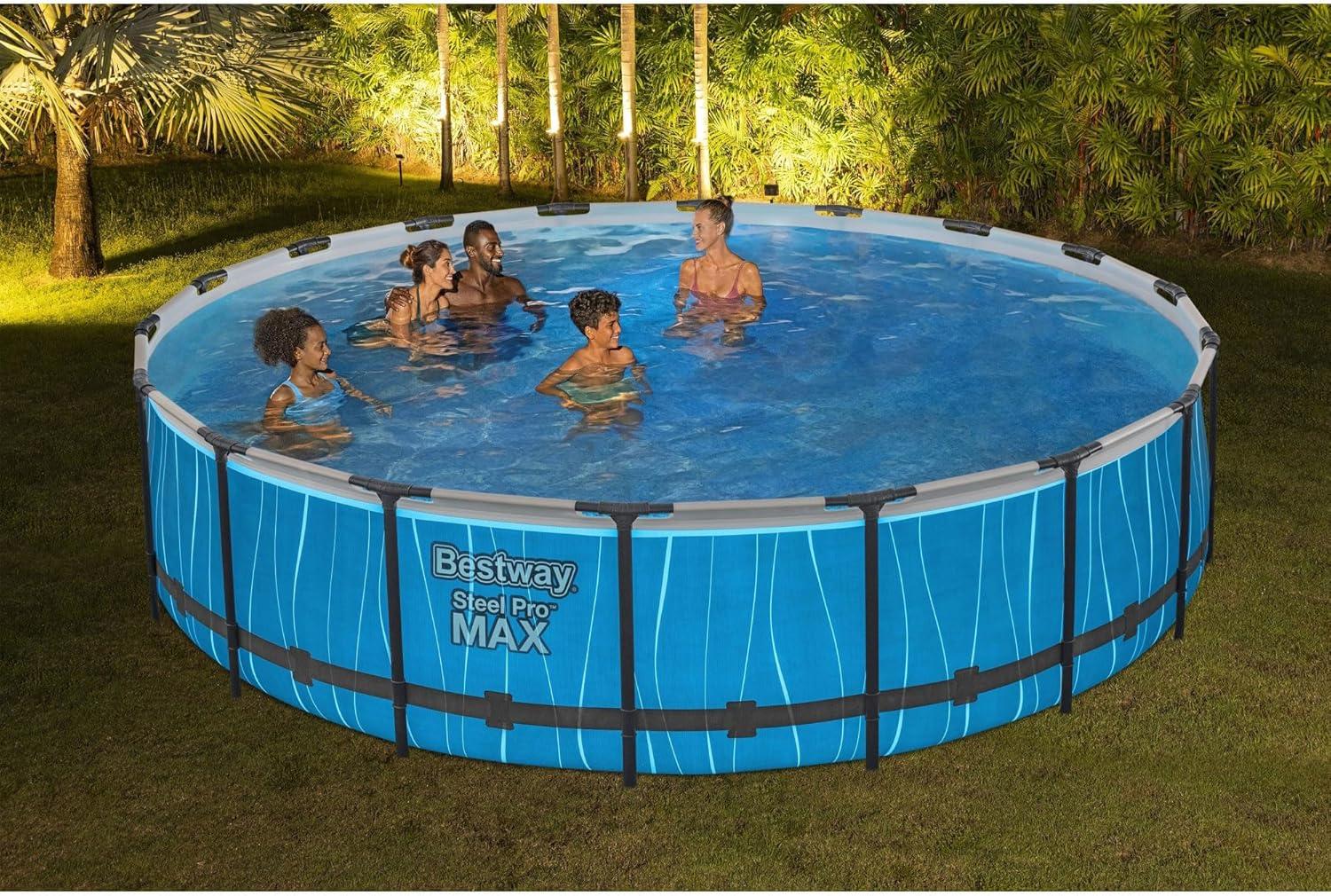 Bestway Steel Pro MAX 18'x48" Round Above Ground Pool w/LED Light & Remote