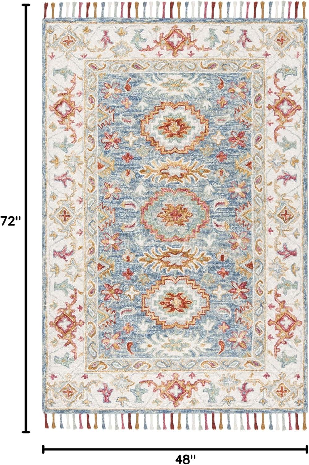 Aspen APN117 Hand Tufted Indoor Area Rug - Blue/Ivory - 4'x6' - Safavieh