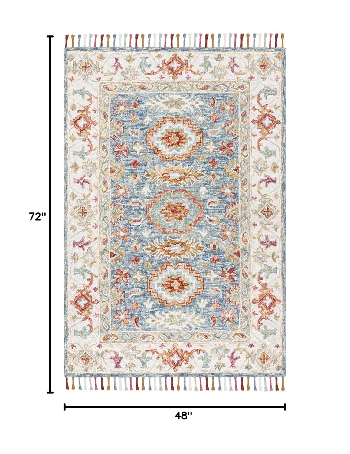 Aspen APN117 Hand Tufted Indoor Area Rug - Blue/Ivory - 4'x6' - Safavieh